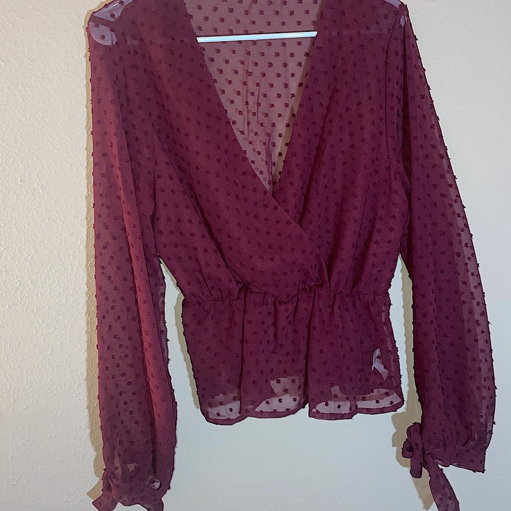 Long sleeve burgundy blouse